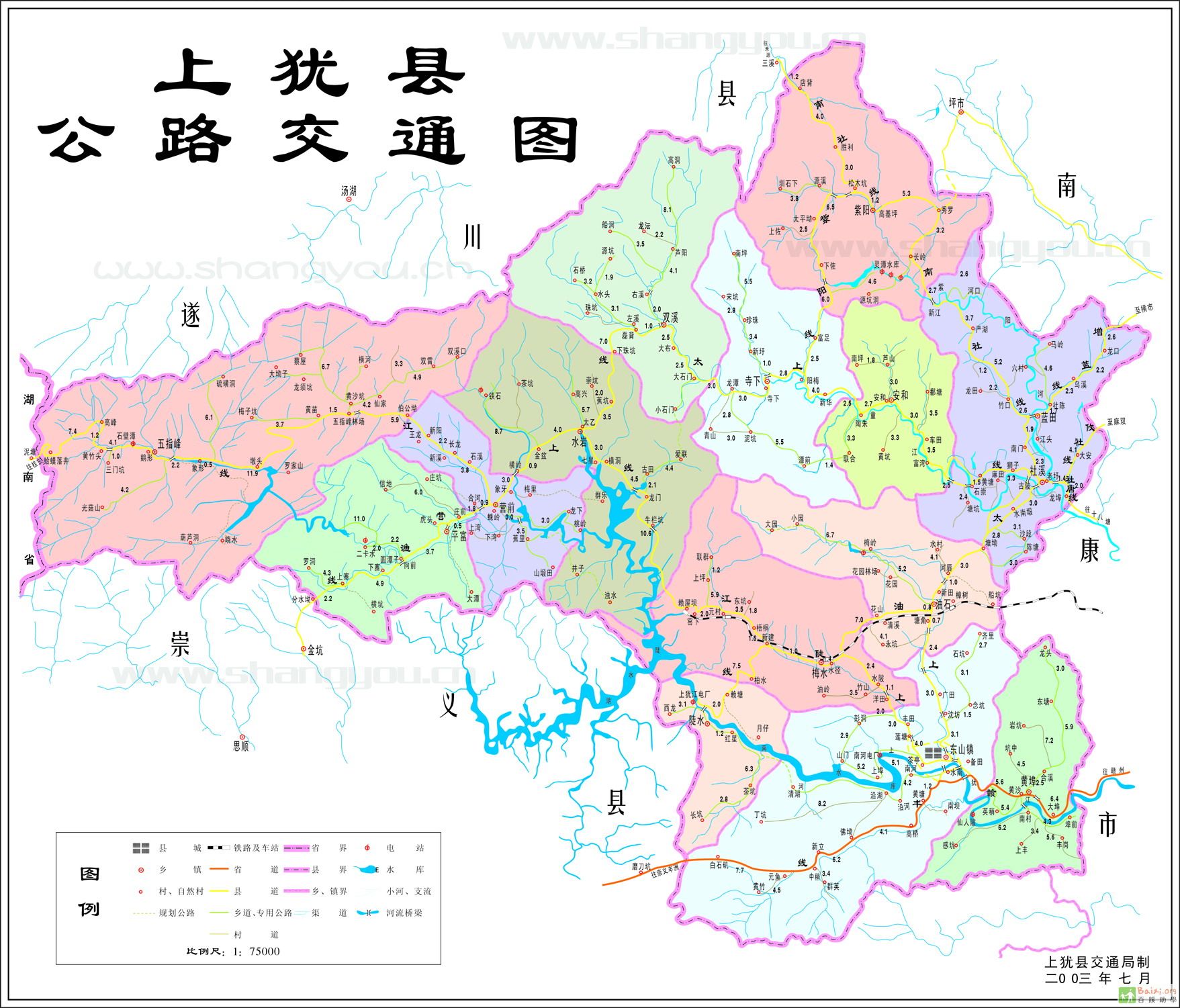 上犹县乡镇分布地图,上犹县,上犹县乡镇_文秘苑图库